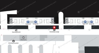 Airport map showing smoking lounge between Gates D24 and D25 in Frankfurt Airport Terminal 2 Area D