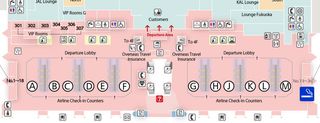 Map of Smoking Area in Fukuoka Airport International Terminal Departure Floor