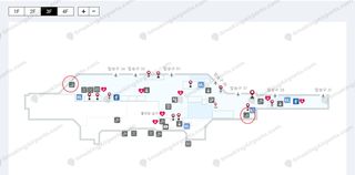 Gimpo International Terminal 3F floor map showing two airside smoking rooms near Gates 34 and 38 (2)