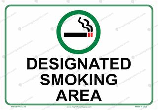 Green-bordered designated smoking area sign with cigarette icon