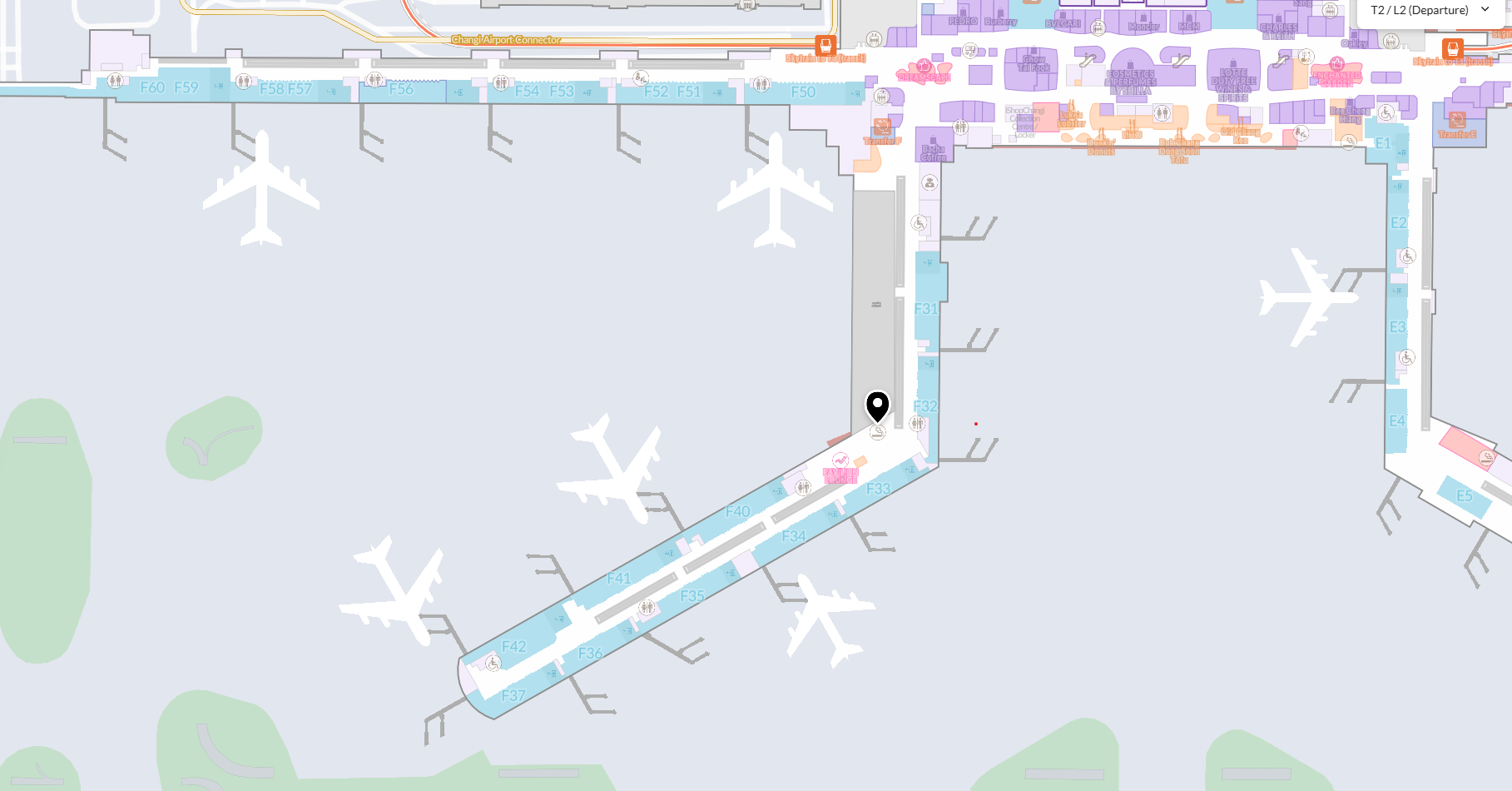 gate f33 pavillion smoking area map