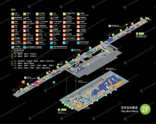 Xiamen Gaoqi Airport Terminal 3 second floor map with smoking room icons and gate positions (2)